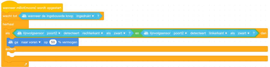 Code om rechtdoor te rijden bij twee zwarte metingen